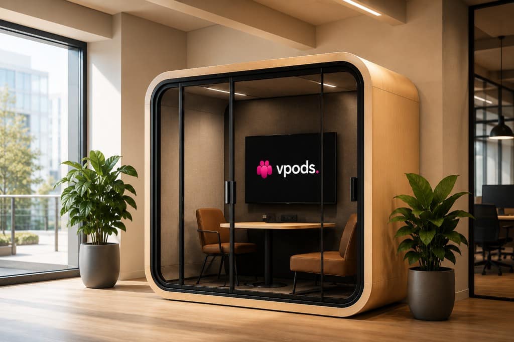Brand imagery: a focused meeting pod as a metaphor for an AI delivery team